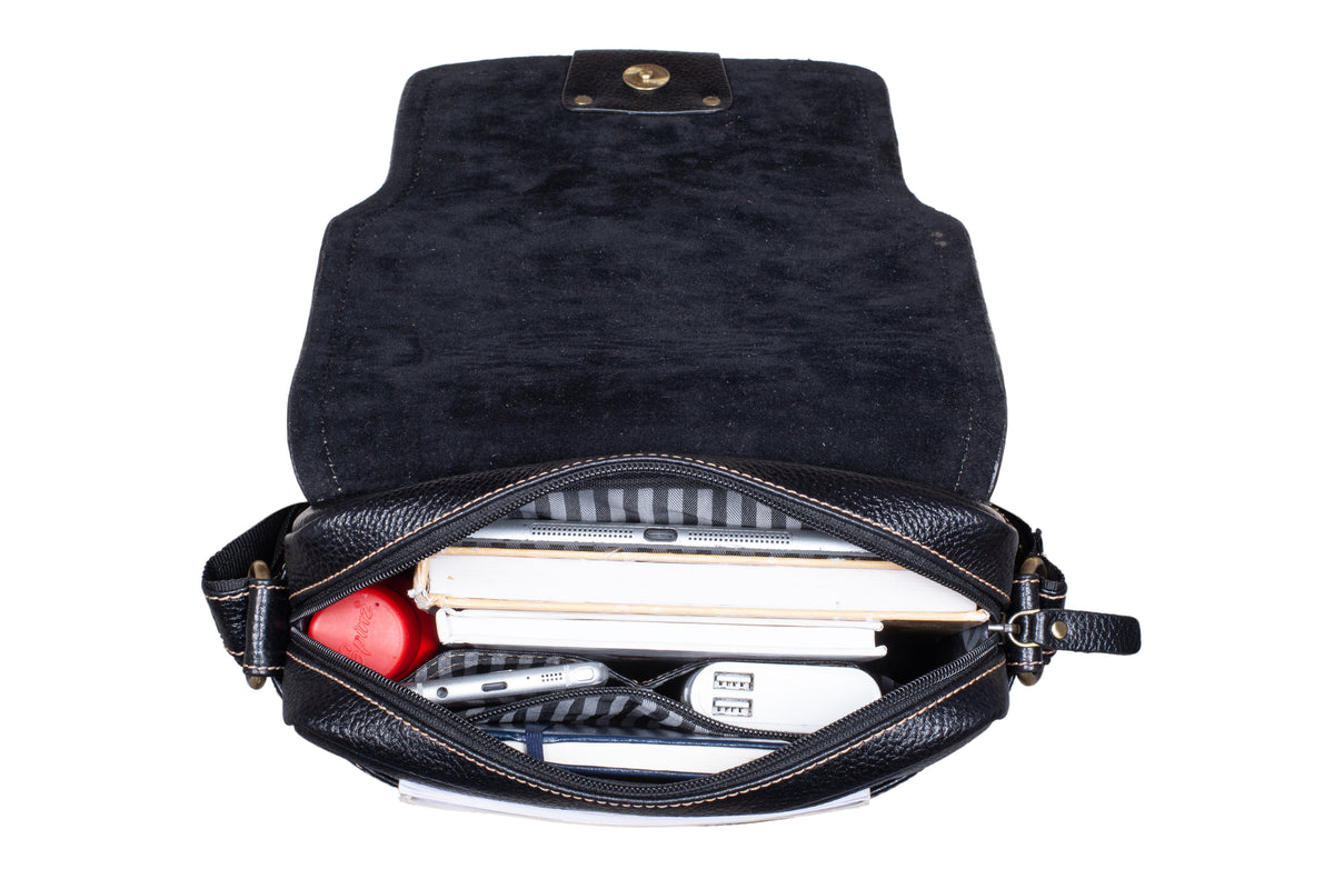 BRAND LEATHER Genuine Leather Sling Bag for Men - Crossbody One Side Bag with Multiple Pockets, Adjustable Shoulder Straps - Messenger Bag Ideal for Travel and Office Use, 1-Year Warranty