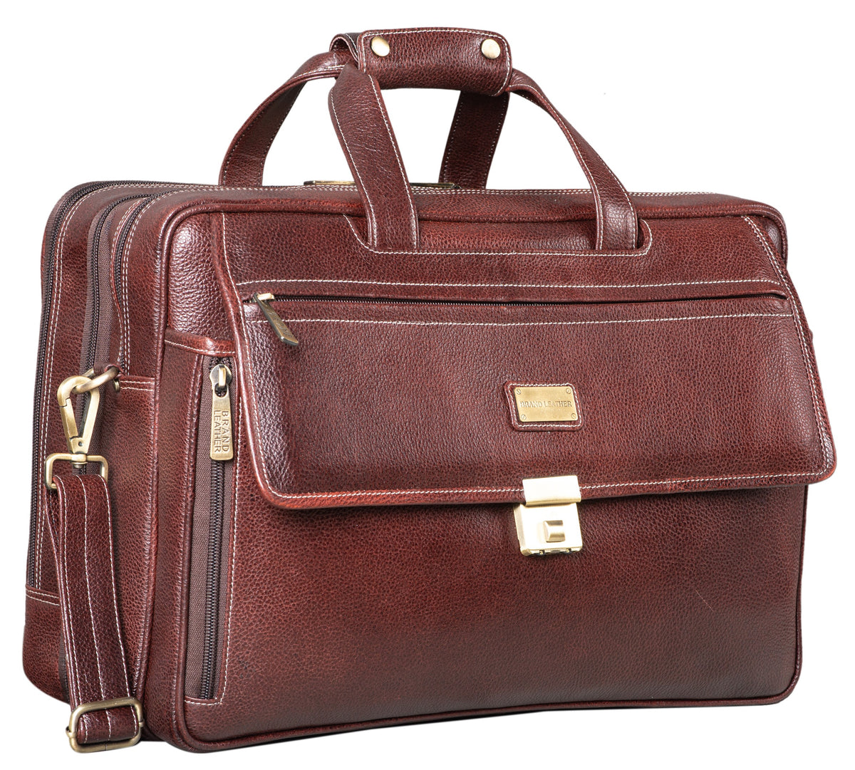 17 inch Genuine Leather Laptop Messenger Bag with Full Expandable With 360 Days Warranty