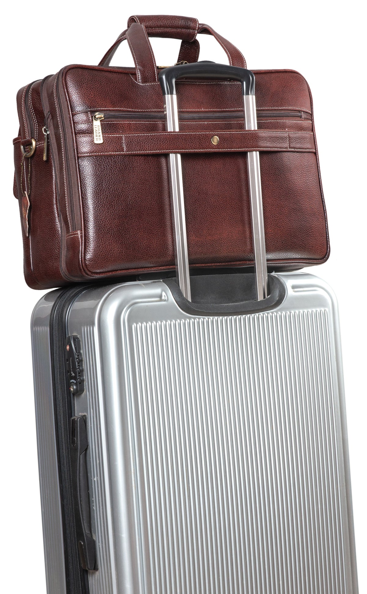 17 inch Genuine Leather Laptop Messenger Bag with Full Expandable With 360 Days Warranty