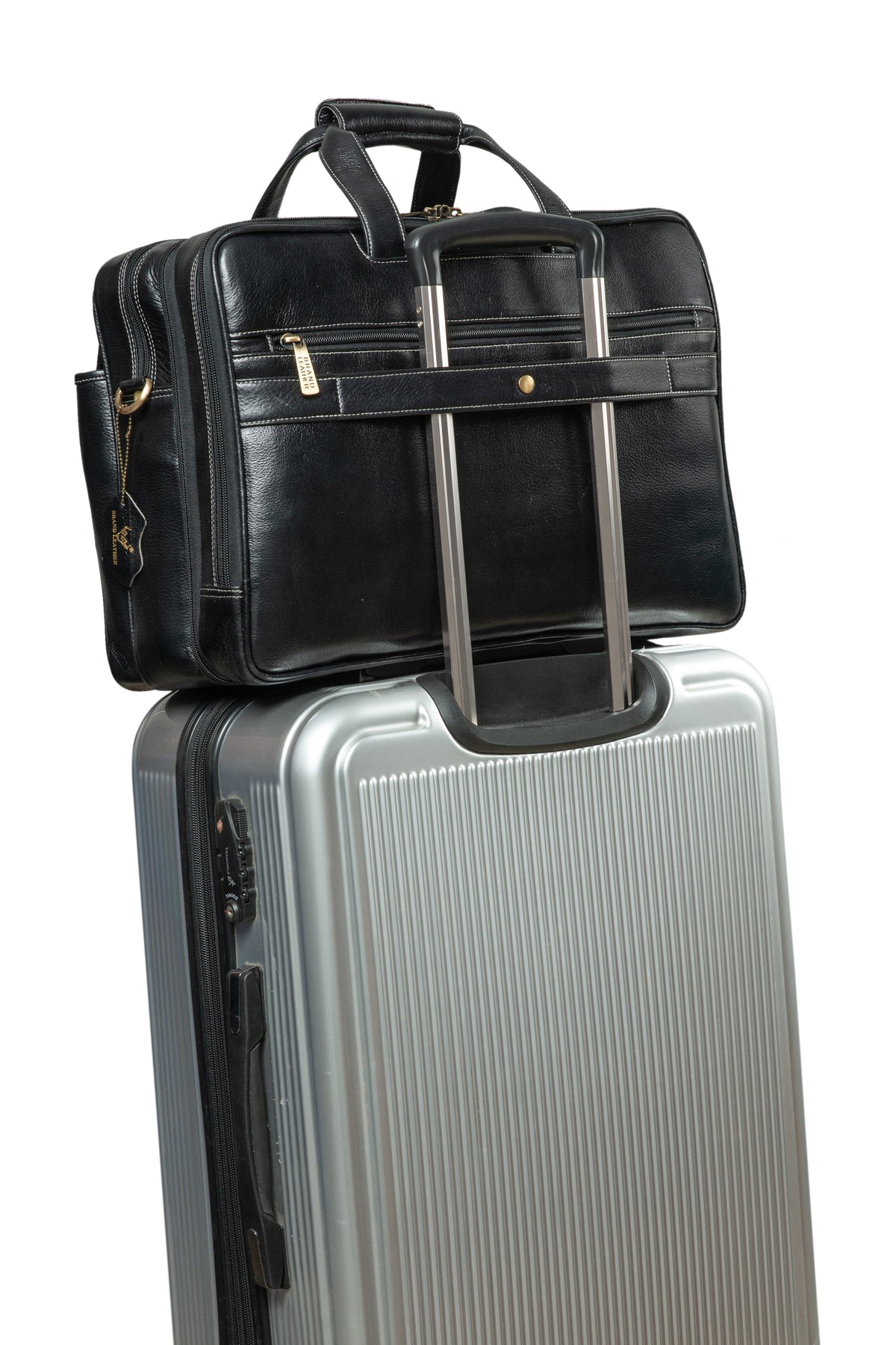 17 inch Genuine Leather Laptop Messenger Bag with Full Expandable With 360 Days Warranty