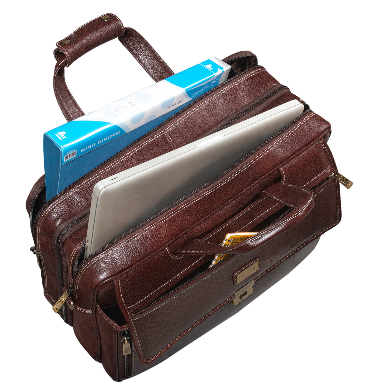 17 inch Genuine Leather Laptop Messenger Bag with Full Expandable With 360 Days Warranty