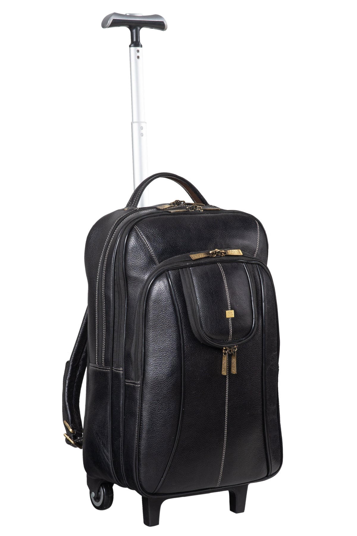 BRAND LEATHER Rolling Backpack Wheeled Laptop Backpack for Travel, Carryon Trolley Luggage Suitcase Compact Business Bag Student Laptop Bag for Men Women fit 16 Inch Notebook