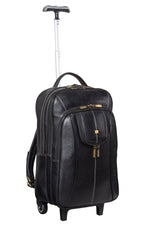 BRAND LEATHER Rolling Backpack Wheeled Laptop Backpack for Travel, Carryon Trolley Luggage Suitcase Compact Business Bag Student Laptop Bag for Men Women fit 16 Inch Notebook
