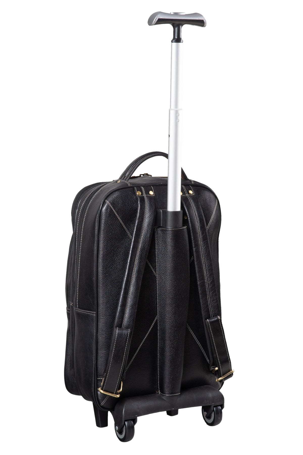 BRAND LEATHER Rolling Backpack Wheeled Laptop Backpack for Travel, Carryon Trolley Luggage Suitcase Compact Business Bag Student Laptop Bag for Men Women fit 16 Inch Notebook