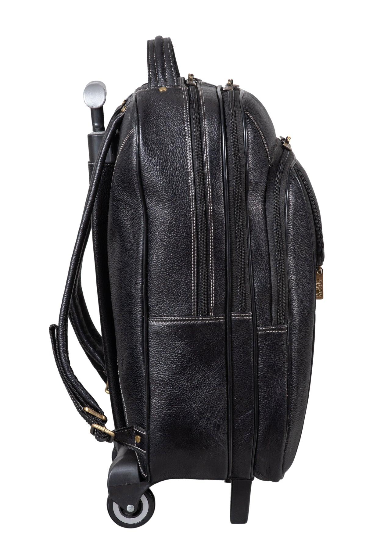 BRAND LEATHER Rolling Backpack Wheeled Laptop Backpack for Travel, Carryon Trolley Luggage Suitcase Compact Business Bag Student Laptop Bag for Men Women fit 16 Inch Notebook