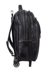 BRAND LEATHER Rolling Backpack Wheeled Laptop Backpack for Travel, Carryon Trolley Luggage Suitcase Compact Business Bag Student Laptop Bag for Men Women fit 16 Inch Notebook