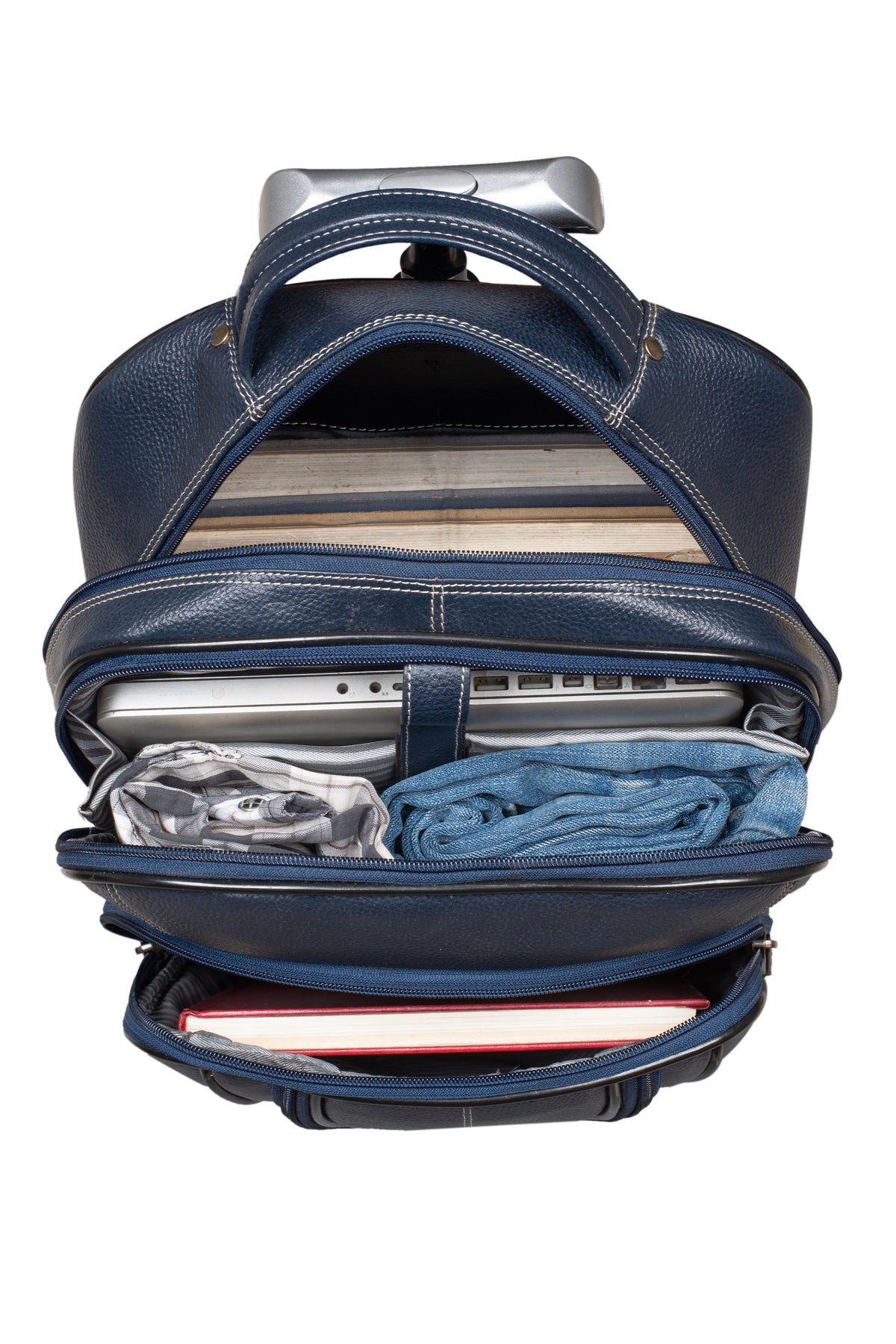 BRAND LEATHER Rolling Backpack Wheeled Laptop Backpack for Travel, Carryon Trolley Luggage Suitcase Compact Business Bag Student Laptop Bag for Men Women fit 16 Inch Notebook