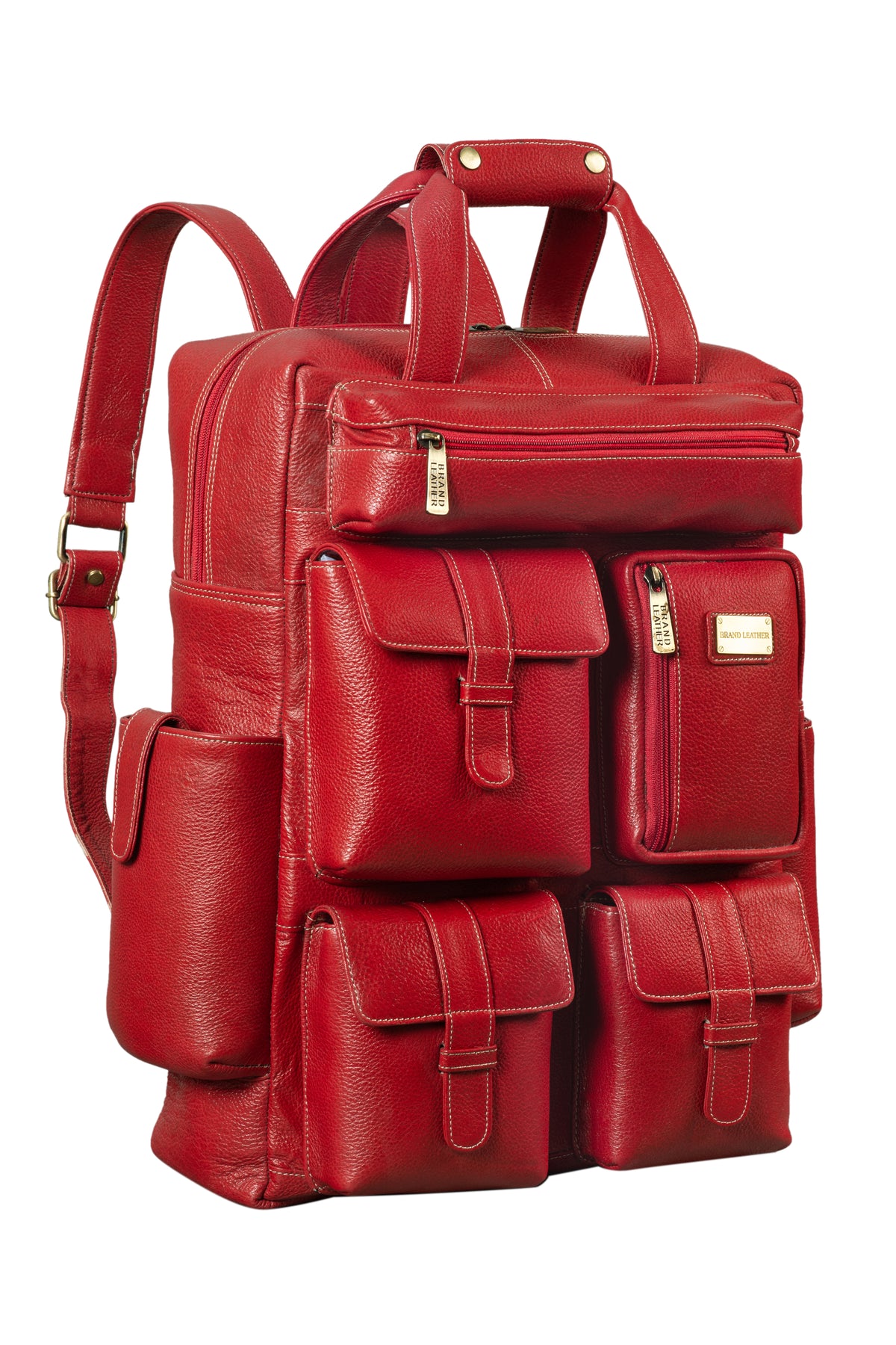 BRAND LEATHER Full Grain Buffalo - Hide Leather Backpack Large Capacity 15/15.6/16/17 Inch Laptop Bag Multi Pockets Travel Daypack