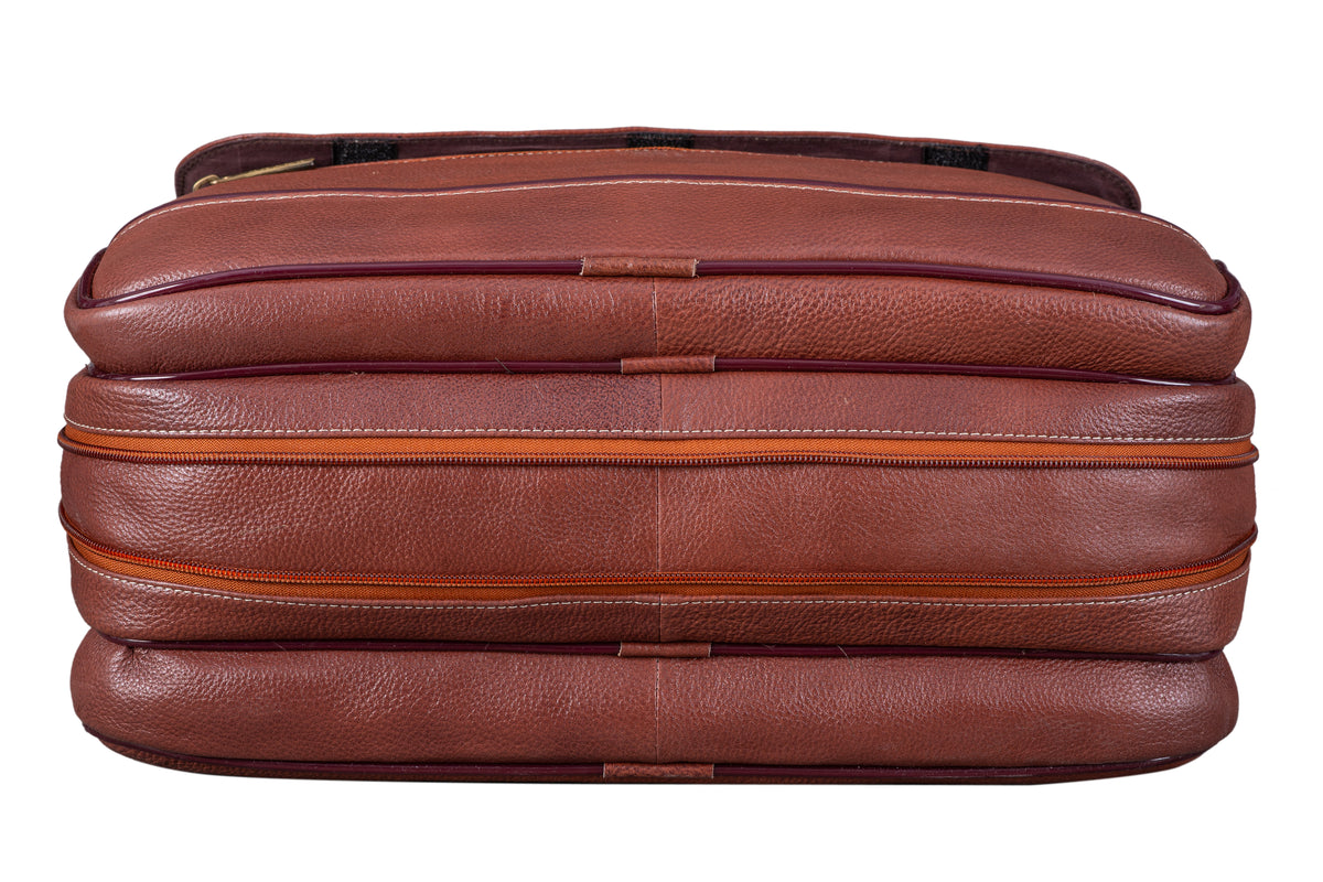 Genuine Leather 16 inch Expandable Laptop Messenger Bag with 360 Days Warranty