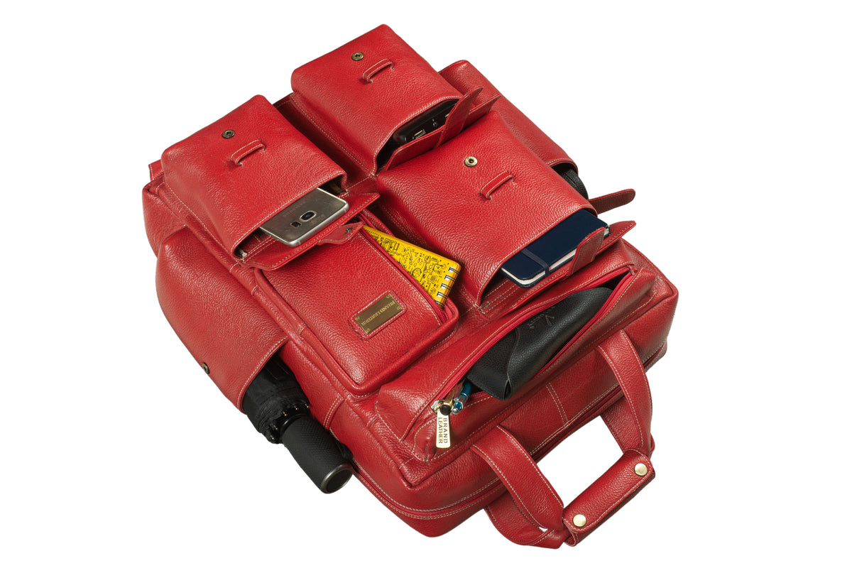 BRAND LEATHER Full Grain Buffalo - Hide Leather Backpack Large Capacity 15/15.6/16/17 Inch Laptop Bag Multi Pockets Travel Daypack