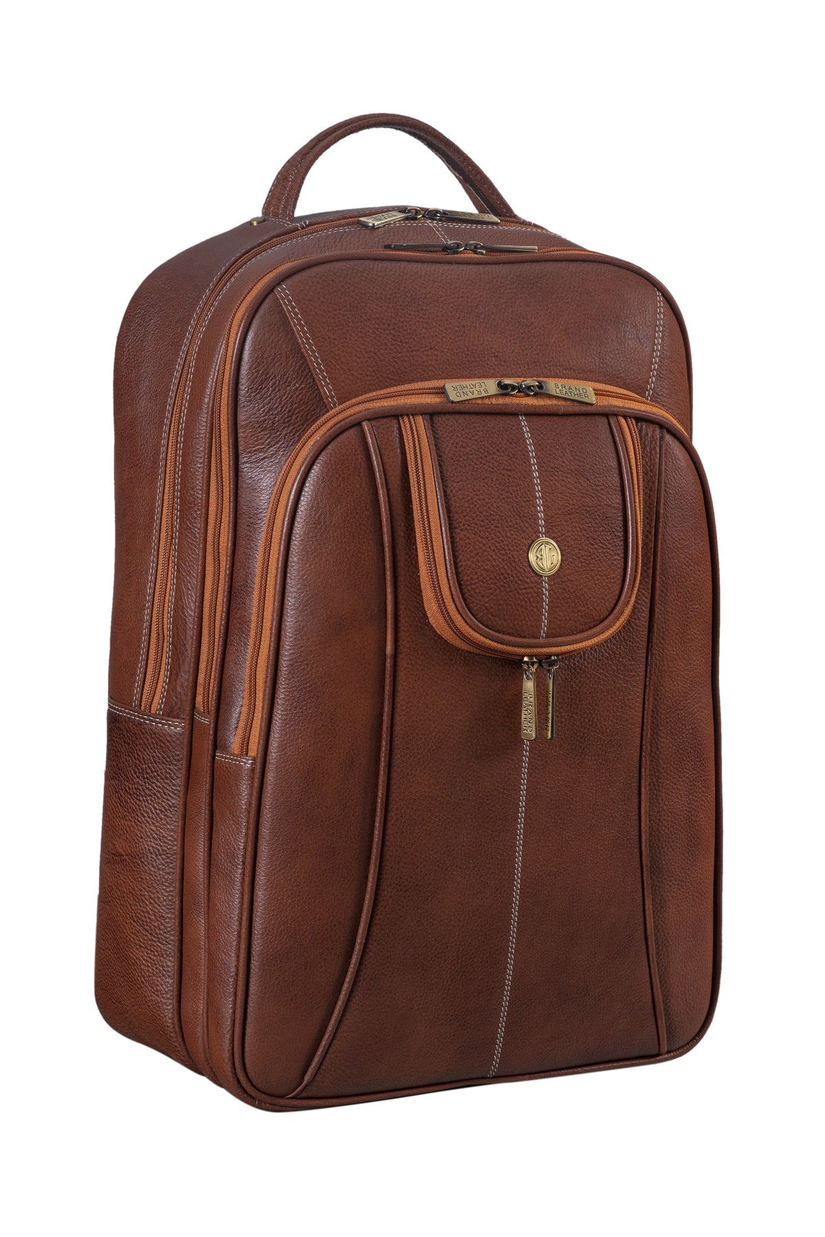 BRAND LEATHER Men's Full Grain Cow Hide Leather 17 Inch Laptop Backpack Large Capacity Weekender Overnight Camping Travel Rucksack