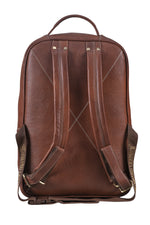 BRAND LEATHER Men's Full Grain Cow Hide Leather 17 Inch Laptop Backpack Large Capacity Weekender Overnight Camping Travel Rucksack