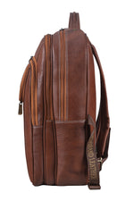 BRAND LEATHER Men's Full Grain Cow Hide Leather 17 Inch Laptop Backpack Large Capacity Weekender Overnight Camping Travel Rucksack