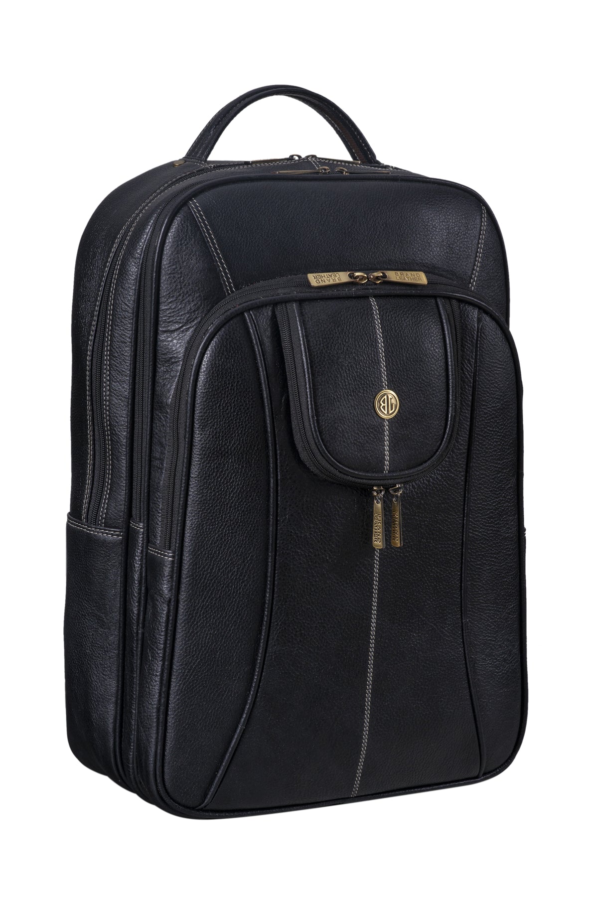 BRAND LEATHER Men's Full Grain Cow Hide Leather 17 Inch Laptop Backpack Large Capacity Weekender Overnight Camping Travel Rucksack