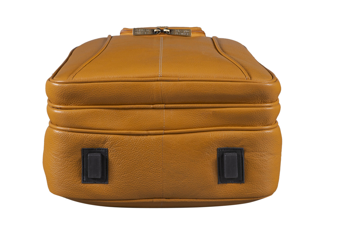 BRAND LEATHER Men's Full Grain Cow Hide Leather 17 Inch Laptop Backpack Large Capacity Weekender Overnight Camping Travel Rucksack