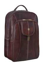 BRAND LEATHER Men's Full Grain Cow Hide Leather 17 Inch Laptop Backpack Large Capacity Weekender Overnight Camping Travel Rucksack