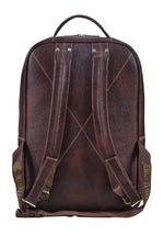 BRAND LEATHER Men's Full Grain Cow Hide Leather 17 Inch Laptop Backpack Large Capacity Weekender Overnight Camping Travel Rucksack