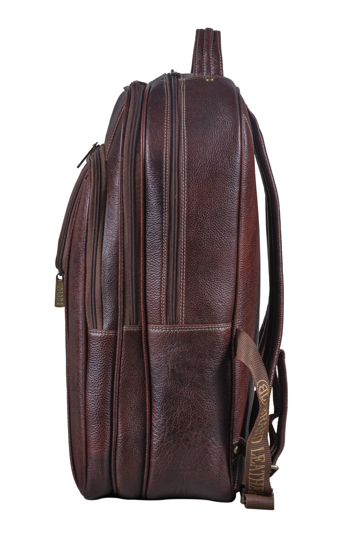 BRAND LEATHER Men's Full Grain Cow Hide Leather 17 Inch Laptop Backpack Large Capacity Weekender Overnight Camping Travel Rucksack