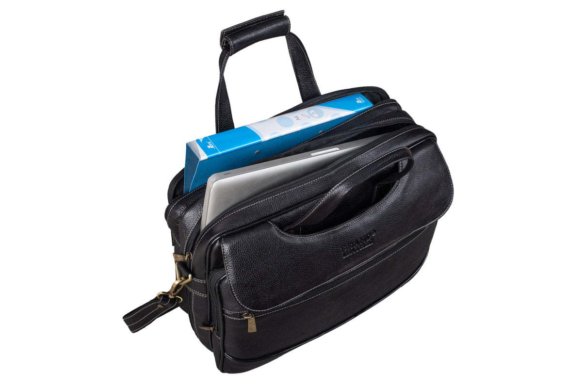 Genuine Leather 16 inch Expandable Laptop Messenger Bag with 360 Days Warranty