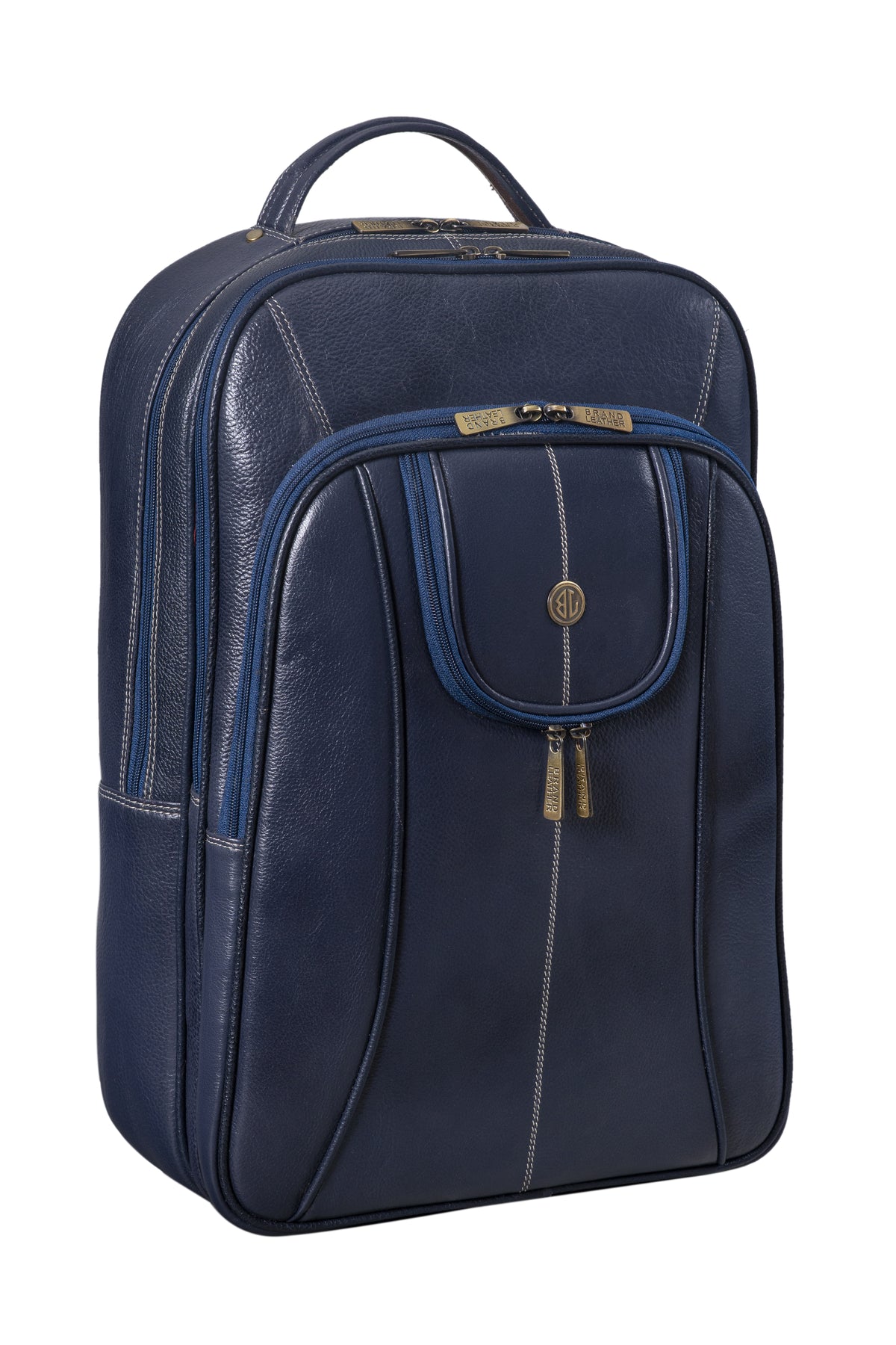 BRAND LEATHER Men's Full Grain Cow Hide Leather 17 Inch Laptop Backpack Large Capacity Weekender Overnight Camping Travel Rucksack