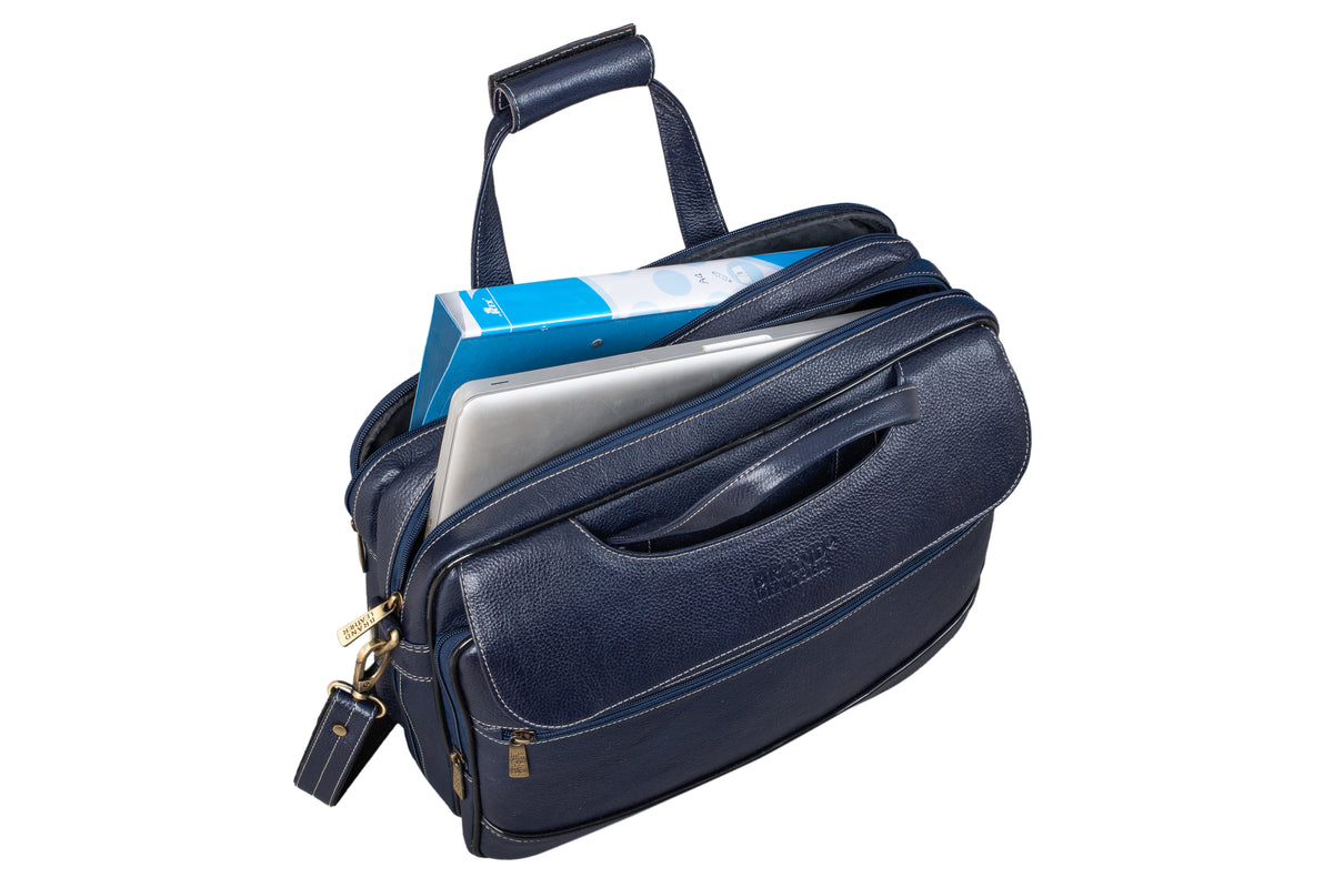 Genuine Leather 16 inch Expandable Laptop Messenger Bag with 360 Days Warranty