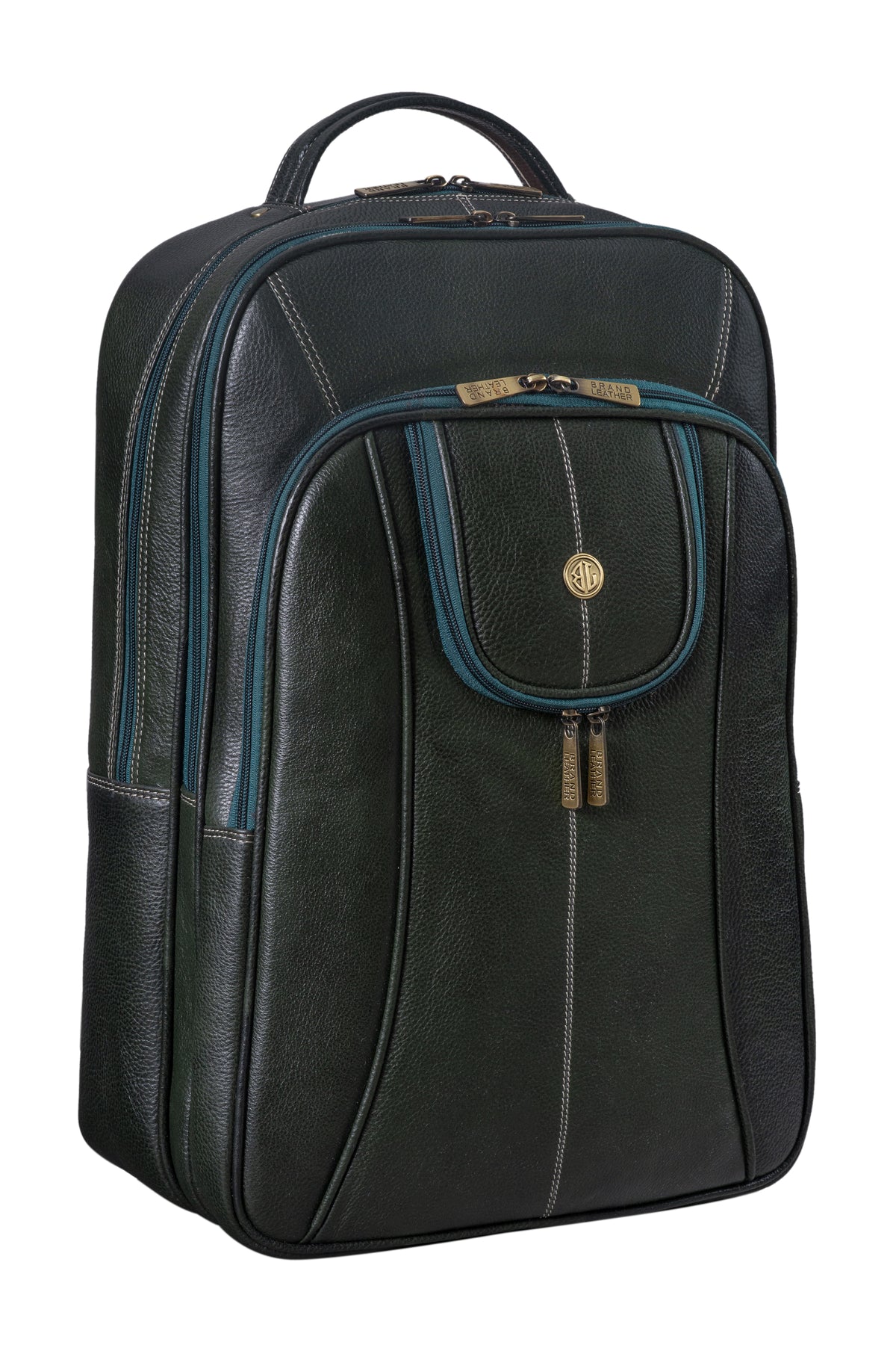 BRAND LEATHER Men's Full Grain Cow Hide Leather 17 Inch Laptop Backpack Large Capacity Weekender Overnight Camping Travel Rucksack