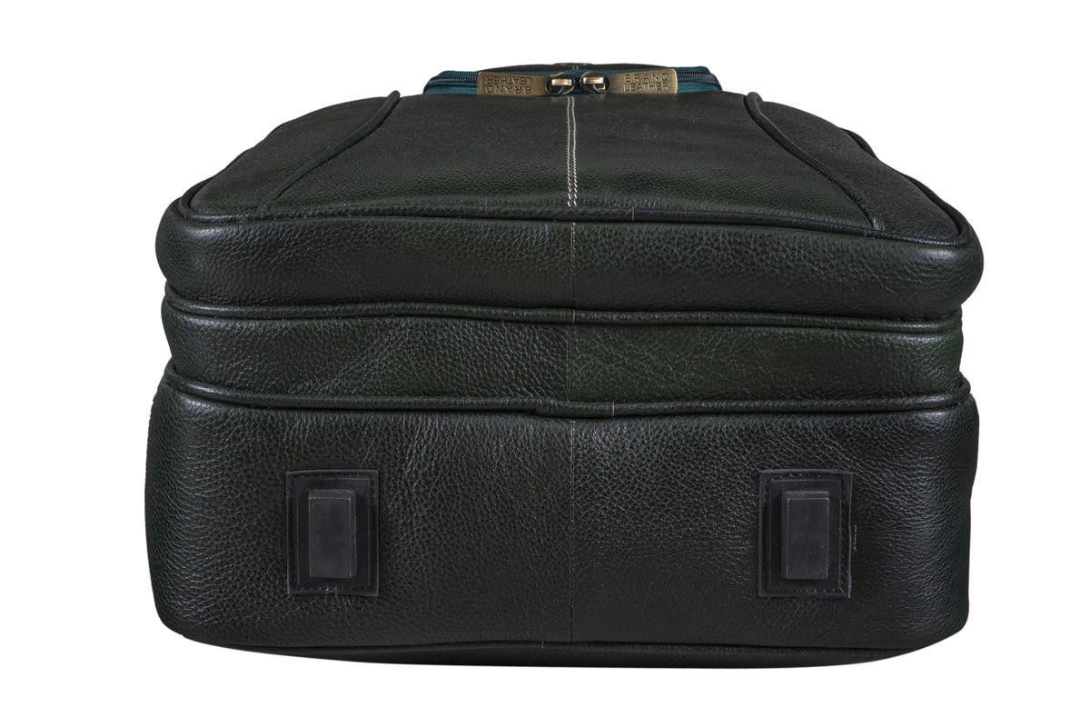 BRAND LEATHER Men's Full Grain Cow Hide Leather 17 Inch Laptop Backpack Large Capacity Weekender Overnight Camping Travel Rucksack