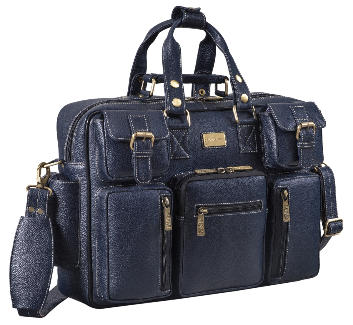 BRAND LEATHER Genuine Leather Laptop Bag for Men - Office Bag, Brown - Fits Up to 14/15.6/16 Inch Laptop/MacBook - Laptop Messenger Bag/Side Shoulder Bag with Adjustable Strap - 1 Year Warranty