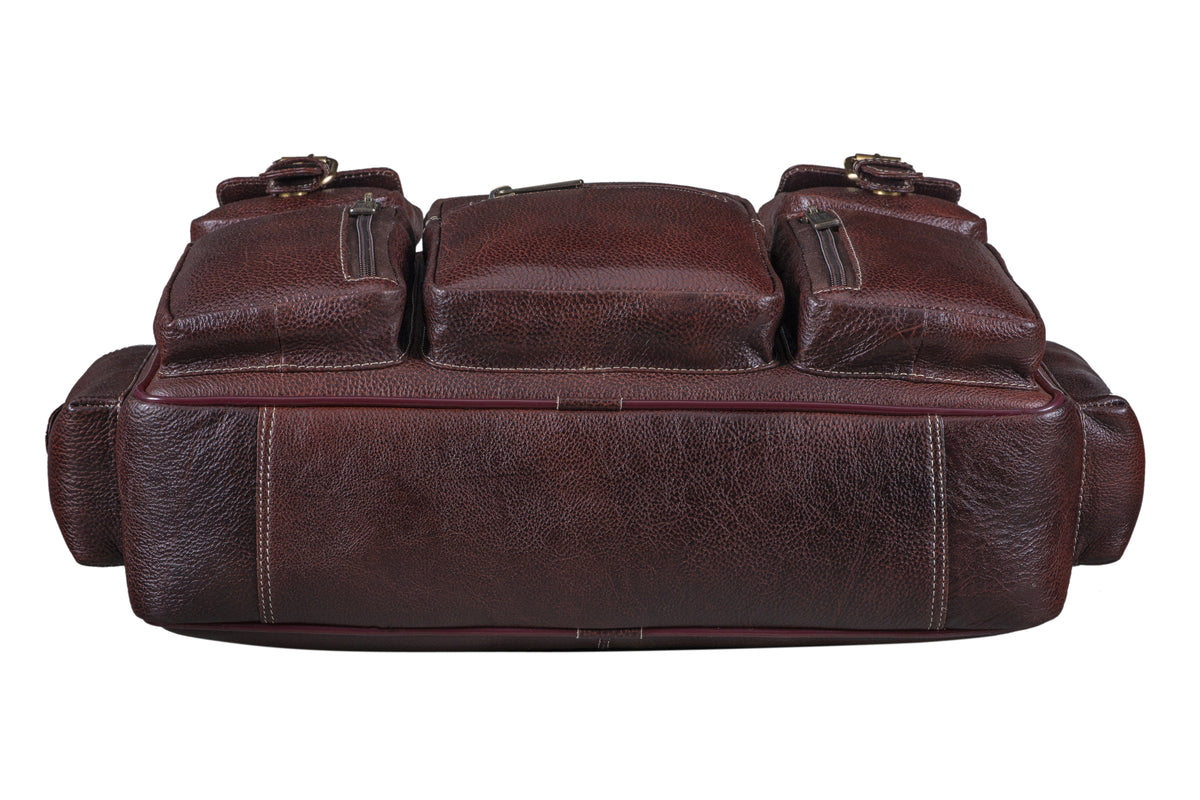 BRAND LEATHER Genuine Leather Laptop Bag for Men - Office Bag, Brown - Fits Up to 14/15.6/16 Inch Laptop/MacBook - Laptop Messenger Bag/Side Shoulder Bag with Adjustable Strap - 1 Year Warranty