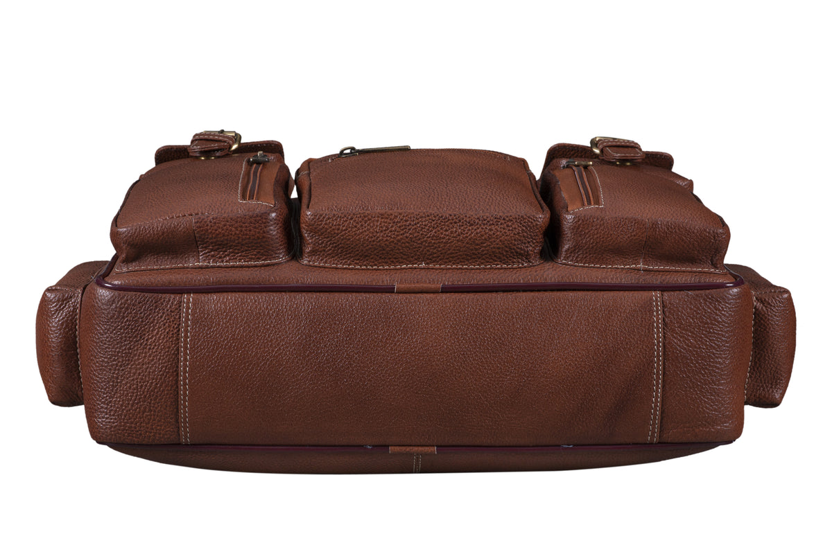 BRAND LEATHER Genuine Leather Laptop Bag for Men - Office Bag, Brown - Fits Up to 14/15.6/16 Inch Laptop/MacBook - Laptop Messenger Bag/Side Shoulder Bag with Adjustable Strap - 1 Year Warranty