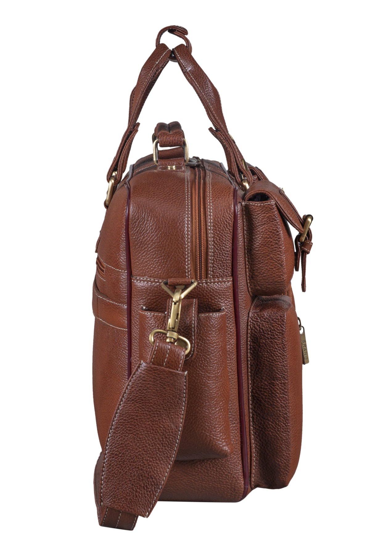 BRAND LEATHER Genuine Leather Laptop Bag for Men - Office Bag, Brown - Fits Up to 14/15.6/16 Inch Laptop/MacBook - Laptop Messenger Bag/Side Shoulder Bag with Adjustable Strap - 1 Year Warranty