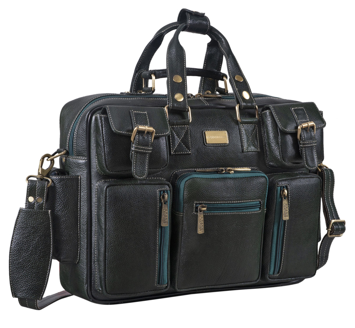 BRAND LEATHER Genuine Leather Laptop Bag for Men - Office Bag, Brown - Fits Up to 14/15.6/16 Inch Laptop/MacBook - Laptop Messenger Bag/Side Shoulder Bag with Adjustable Strap - 1 Year Warranty