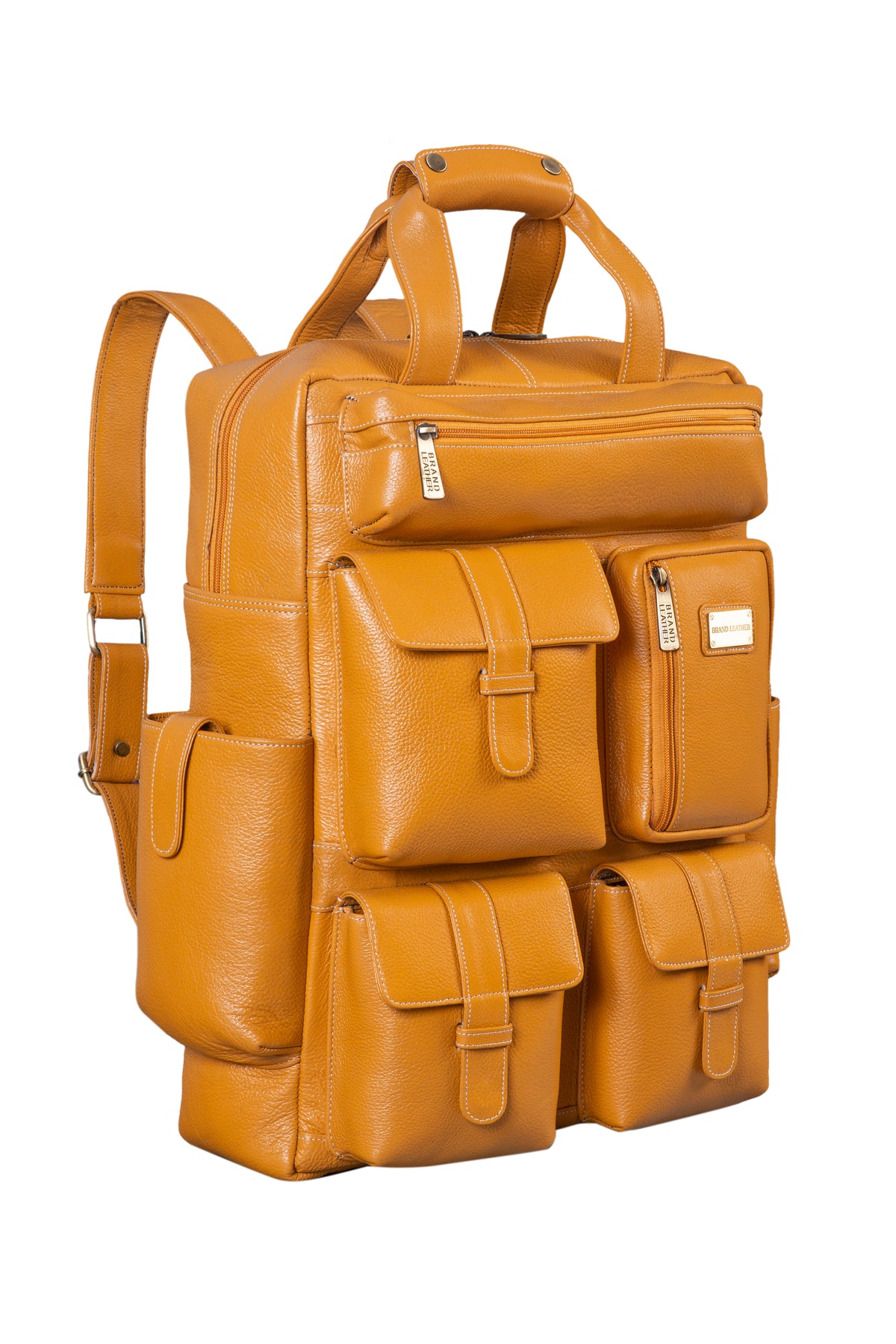 BRAND LEATHER Full Grain Buffalo - Hide Leather Backpack Large Capacity 15/15.6/16/17 Inch Laptop Bag Multi Pockets Travel Daypack