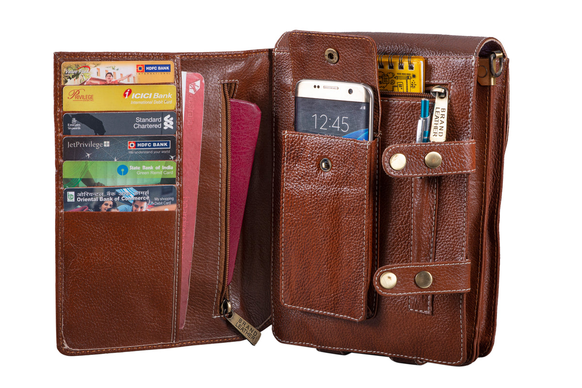 BRAND LEATHER Casual|Business|Travel use Genuine Leather Cross Body Sling Bag with Multi Pockets