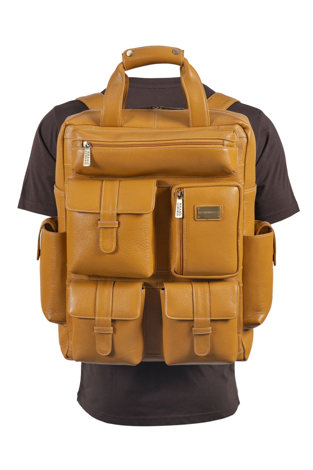 BRAND LEATHER Full Grain Buffalo - Hide Leather Backpack Large Capacity 15/15.6/16/17 Inch Laptop Bag Multi Pockets Travel Daypack