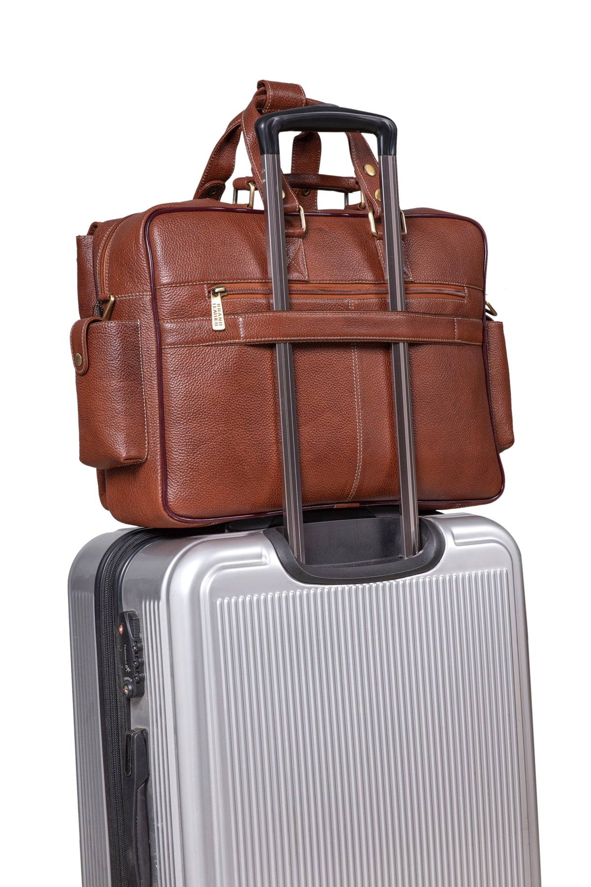 BRAND LEATHER Genuine Leather Laptop Bag for Men - Office Bag, Brown - Fits Up to 14/15.6/16 Inch Laptop/MacBook - Laptop Messenger Bag/Side Shoulder Bag with Adjustable Strap - 1 Year Warranty