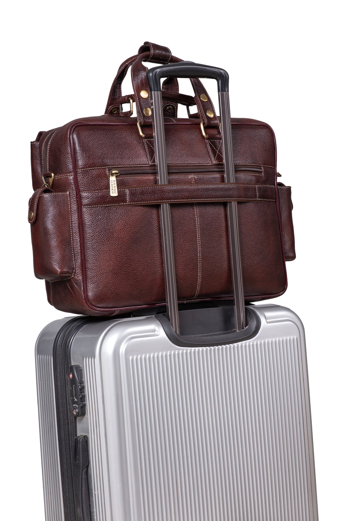 BRAND LEATHER Genuine Leather Laptop Bag for Men - Office Bag, Brown - Fits Up to 14/15.6/16 Inch Laptop/MacBook - Laptop Messenger Bag/Side Shoulder Bag with Adjustable Strap - 1 Year Warranty