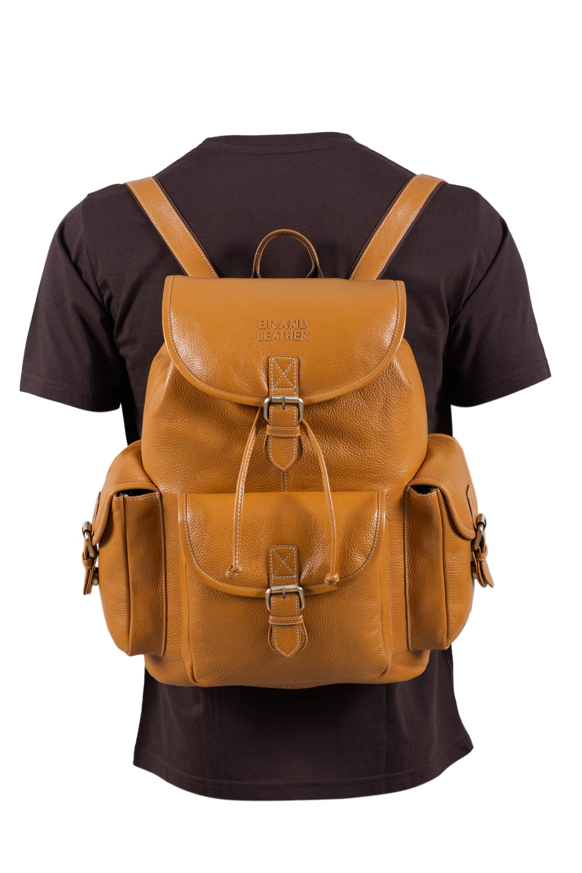 BRAND LEATHER Genuine Leather 15.6 inch Laptop Backpack Casual Daypack for Travel Business Outdoor and More Unisex