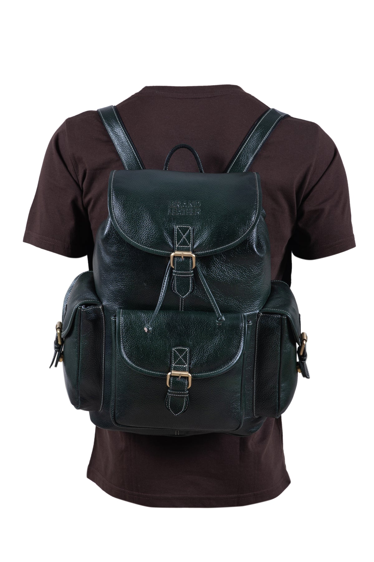 BRAND LEATHER Genuine Leather 15.6 inch Laptop Backpack Casual Daypack for Travel Business Outdoor and More Unisex