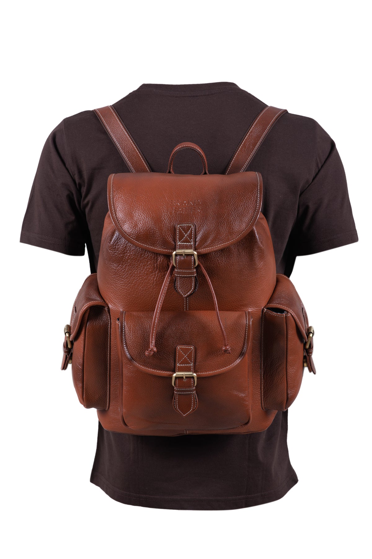 BRAND LEATHER Genuine Leather 15.6 inch Laptop Backpack Casual Daypack for Travel Business Outdoor and More Unisex