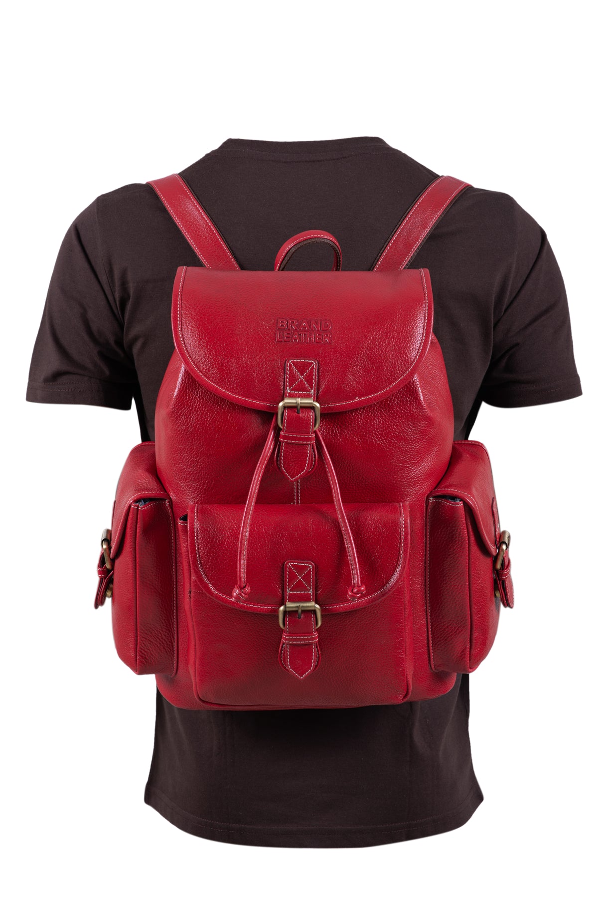 BRAND LEATHER Genuine Leather 15.6 inch Laptop Backpack Casual Daypack for Travel Business Outdoor and More Unisex