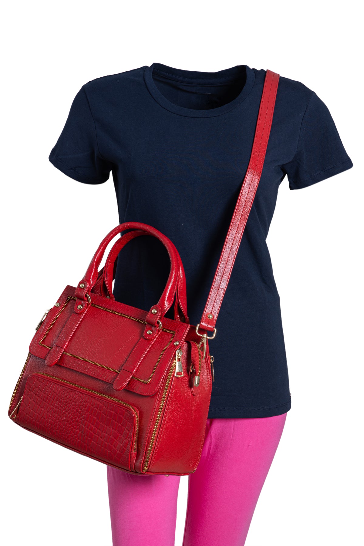 BRAND LEATHER Women's Genuine Leather Handbags Shoulder Bag Satchel Designer Ladies Purse Crossbody Bags With Golden Metal Zipper