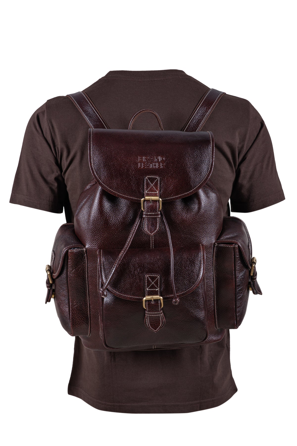 BRAND LEATHER Genuine Leather 15.6 inch Laptop Backpack Casual Daypack for Travel Business Outdoor and More Unisex