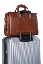 Genuine Leather Laptop Bag for Men - Office Bag, Brown - Fits Up to 16-inch Laptop/MacBook - Shoulder Bag/Hand Bag