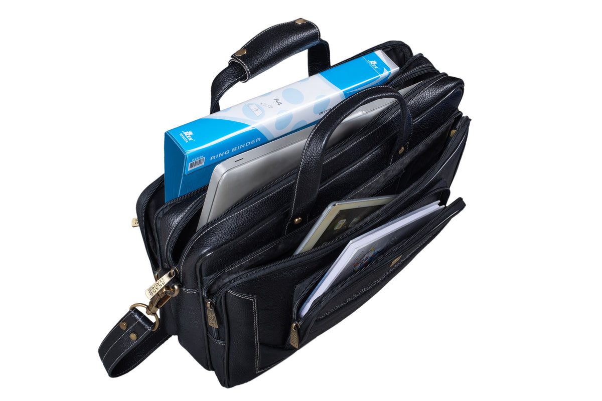 Genuine Leather Laptop Bag for Men - Office Bag, Brown - Fits Up to 16-inch Laptop/MacBook - Shoulder Bag/Hand Bag