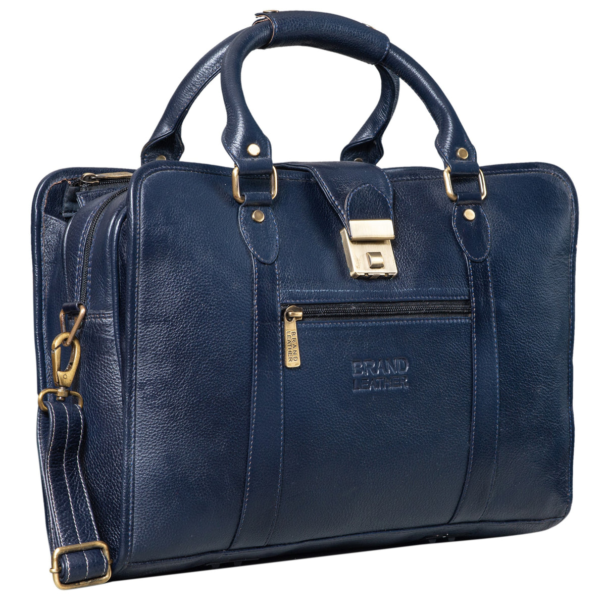 BRAND LEATHER Genuine Leather Laptop Bag for Men - Office Bag, Brown - Fits Up to 14/15.6/16 Inch Laptop/MacBook - Laptop Messenger Bag/Side Shoulder Bag with Adjustable Strap - 1 Year Warranty