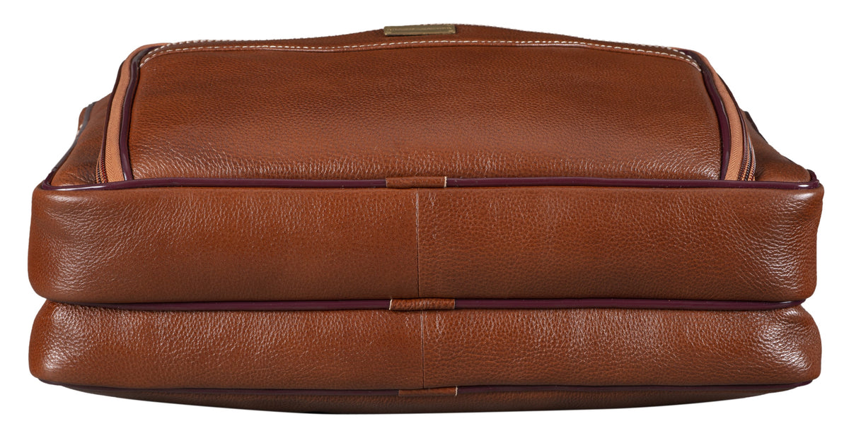BRAND LEATHER Genuine Leather Laptop Bag for Men/Office Bag for Men, Brown | Fits Upto 16 Inch Laptop/MacBook | Handbags with Shoulder Straps | Leather Bag for Men | Trolley Strap in Laptop Bag
