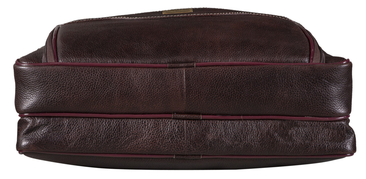 BRAND LEATHER Genuine Leather Laptop Bag for Men/Office Bag for Men, Brown | Fits Upto 16 Inch Laptop/MacBook | Handbags with Shoulder Straps | Leather Bag for Men | Trolley Strap in Laptop Bag