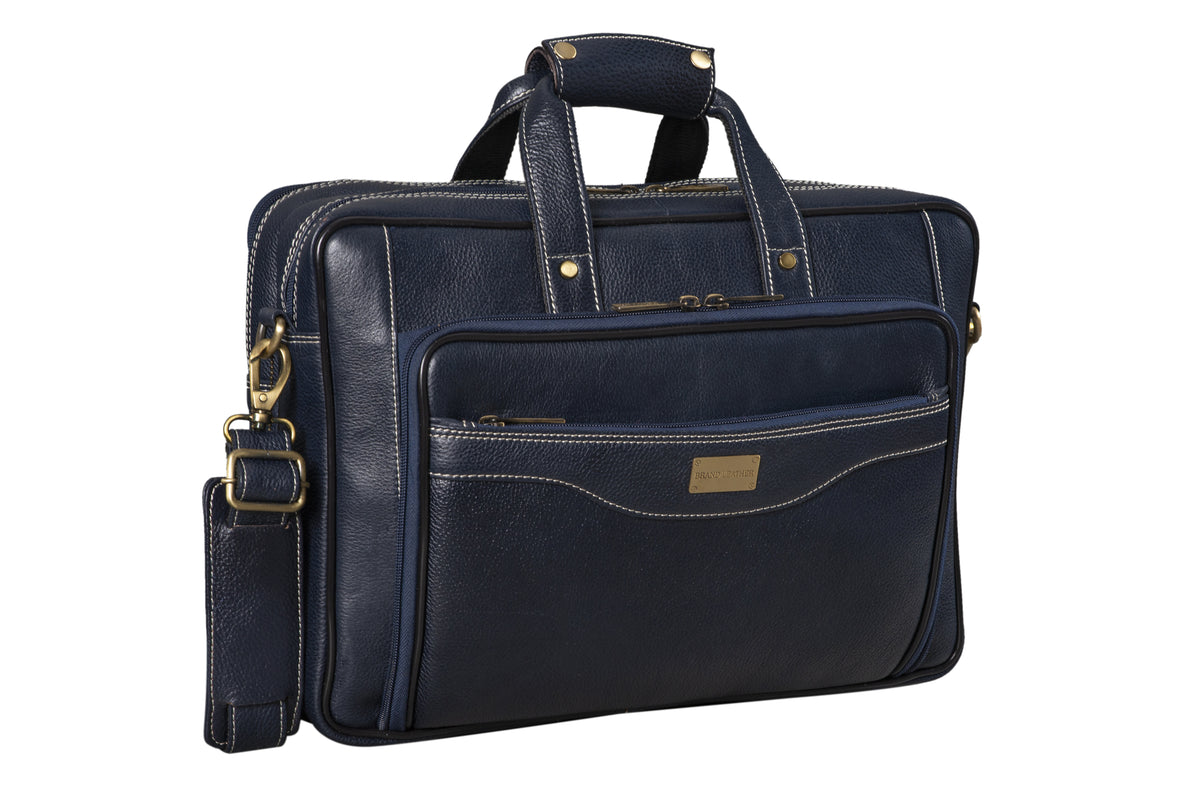 BRAND LEATHER Genuine Leather Laptop Bag for Men/Office Bag for Men, Brown | Fits Upto 16 Inch Laptop/MacBook | Handbags with Shoulder Straps | Leather Bag for Men | Trolley Strap in Laptop Bag