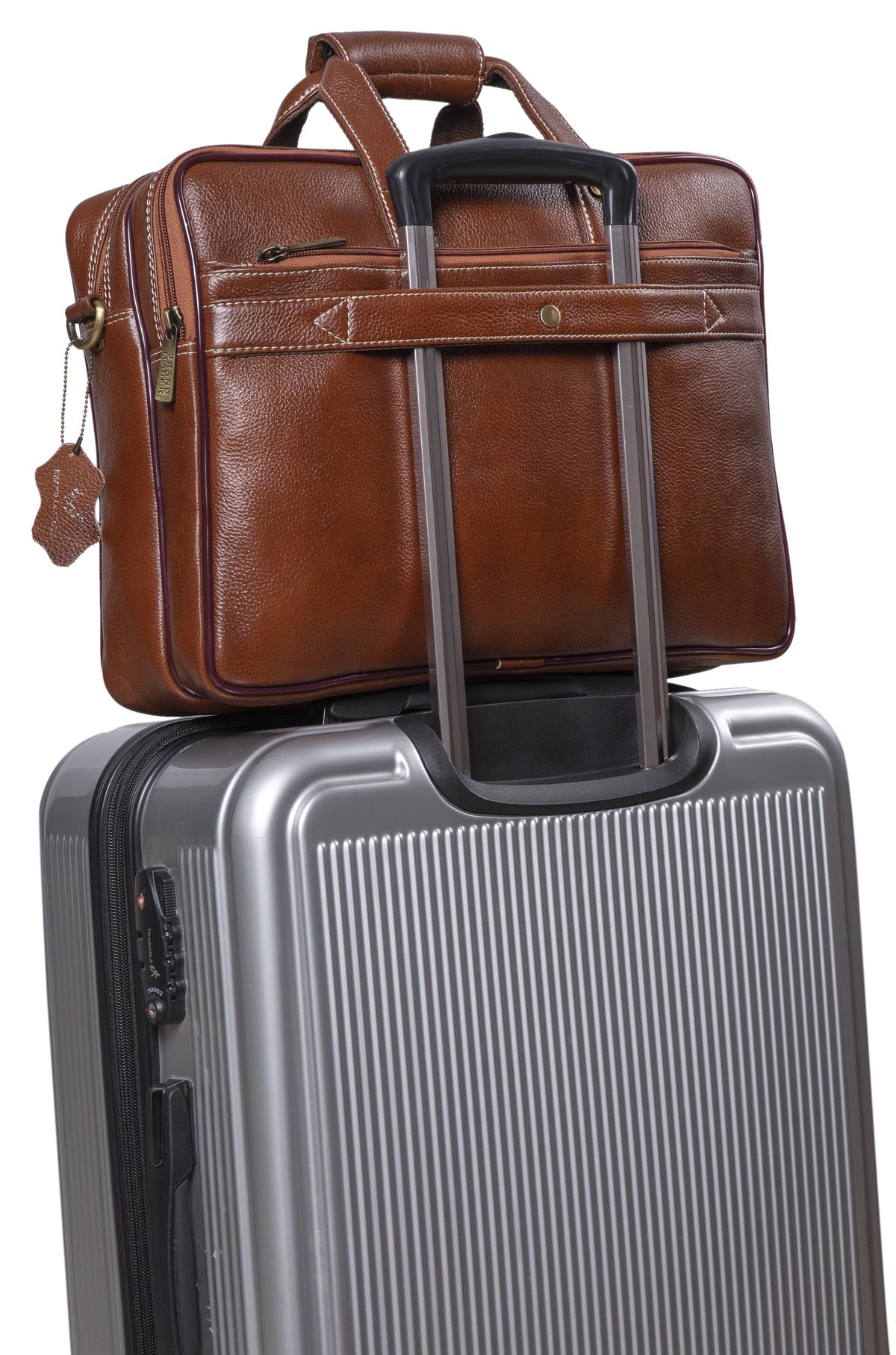 BRAND LEATHER Genuine Leather Laptop Bag for Men/Office Bag for Men, Brown | Fits Upto 16 Inch Laptop/MacBook | Handbags with Shoulder Straps | Leather Bag for Men | Trolley Strap in Laptop Bag